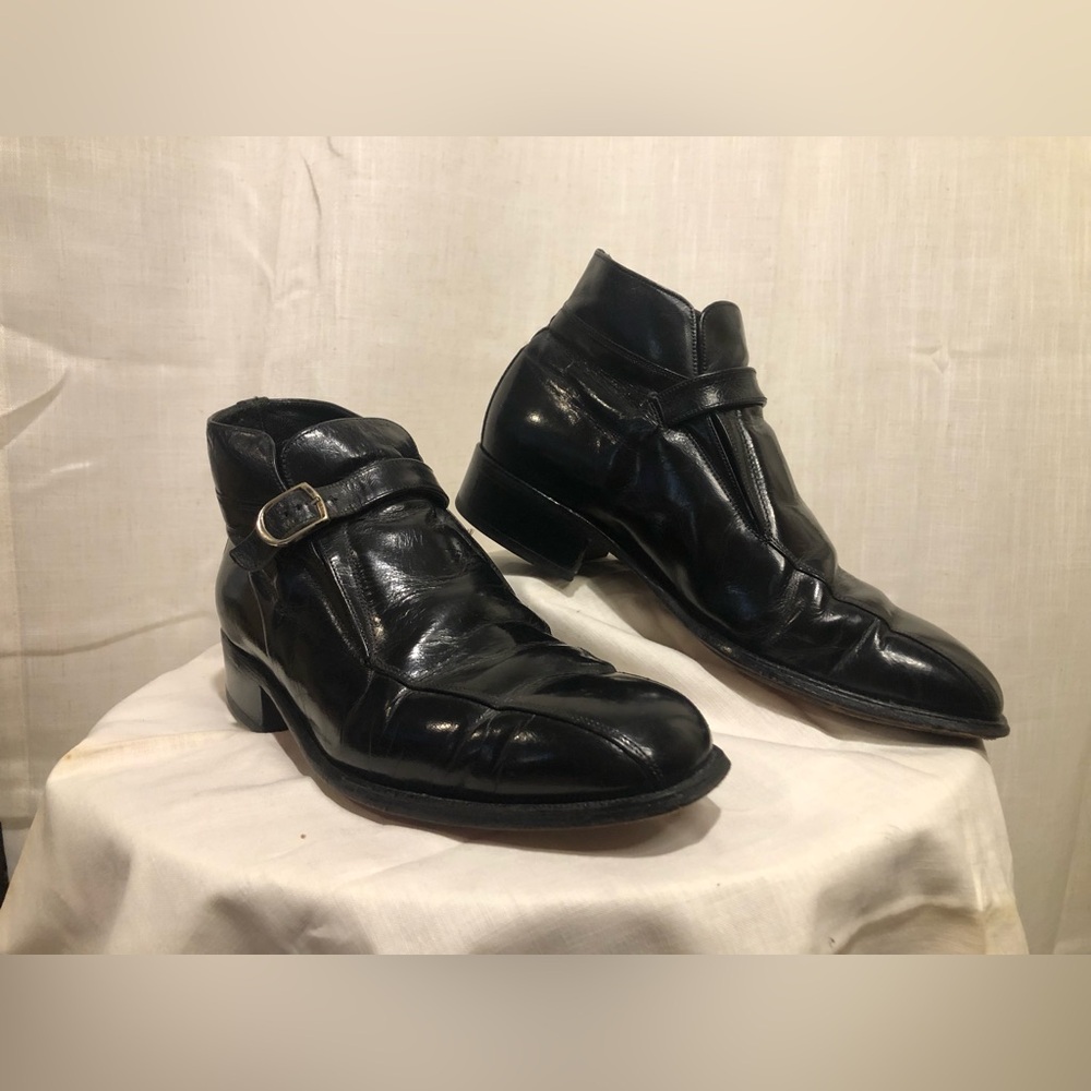 Vtg 60s Florsheim Black Imperial Guardsman Monk Strap 7.5
